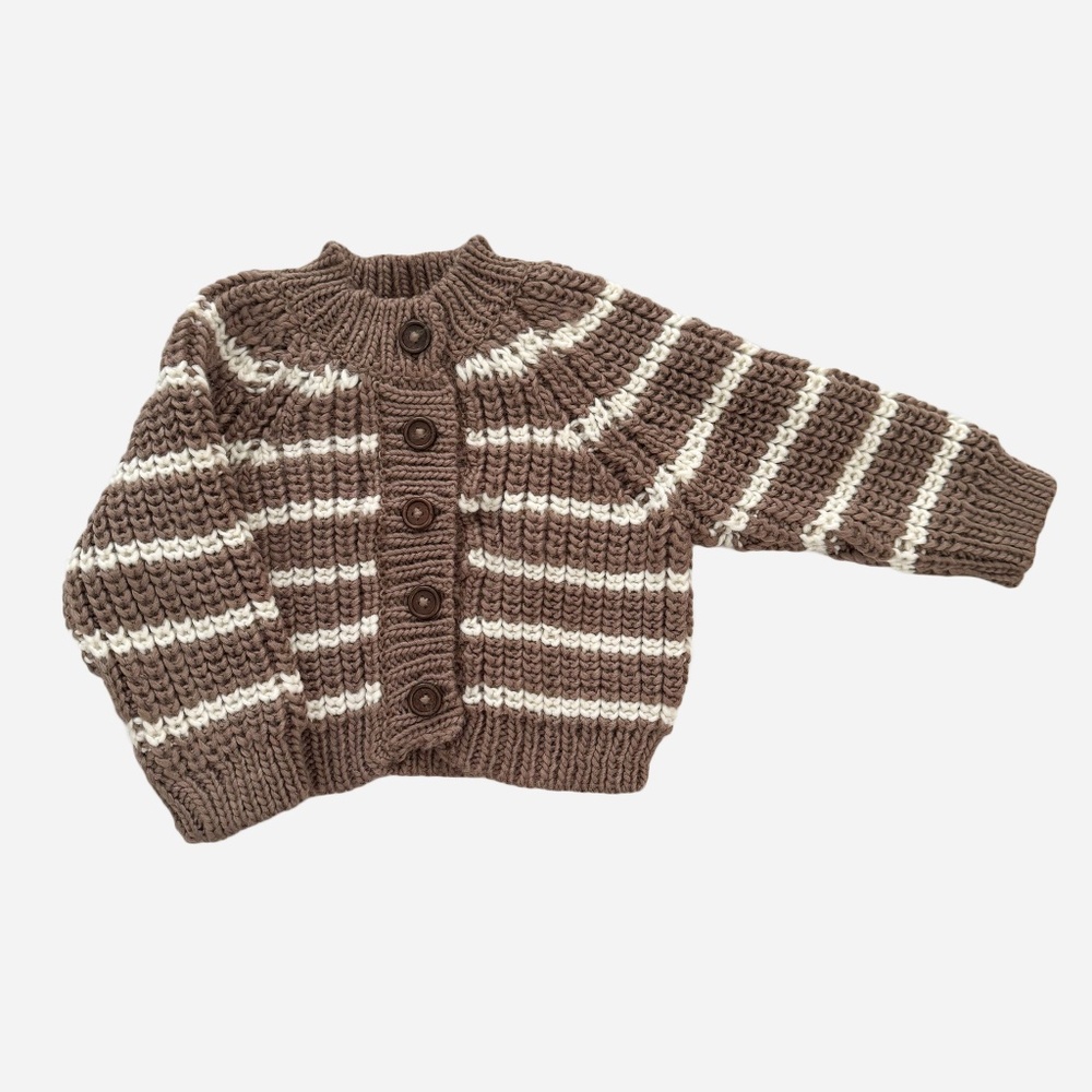 The Blueberry Hill Rib Knit Stripe Cardigan Tan 12–24 Months NWT